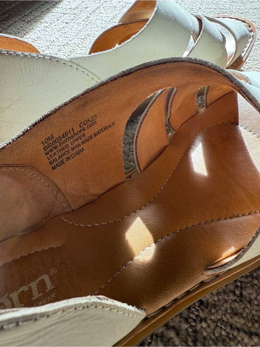 Born Ithaca Cream White Leather Sandals - Picture 2 of 6